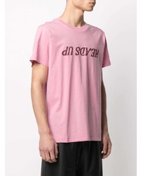 T-shirt à col rond imprimé rose Helmut Lang