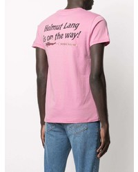 T-shirt à col rond imprimé rose Helmut Lang