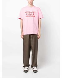 T-shirt à col rond imprimé rose DSQUARED2