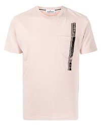 T-shirt à col rond imprimé rose Stone Island