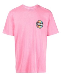 T-shirt à col rond imprimé rose Stussy
