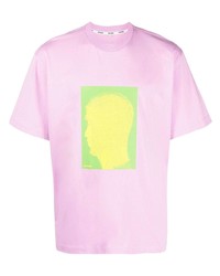 T-shirt à col rond imprimé rose Sunnei