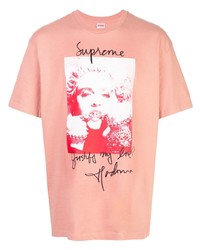 T-shirt à col rond imprimé rose Supreme