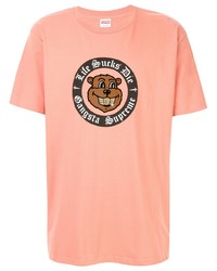 T-shirt à col rond imprimé rose Supreme