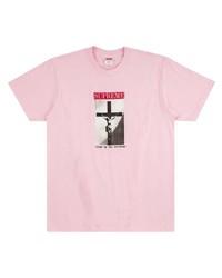 T-shirt à col rond imprimé rose Supreme