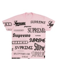 T-shirt à col rond imprimé rose Supreme