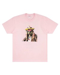 T-shirt à col rond imprimé rose Supreme