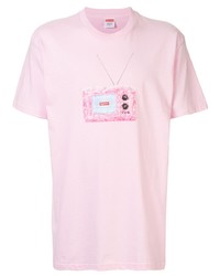 T-shirt à col rond imprimé rose Supreme