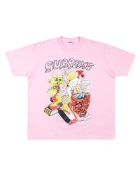 T-shirt à col rond imprimé rose Supreme