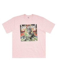 T-shirt à col rond imprimé rose Supreme