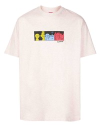 T-shirt à col rond imprimé rose Supreme