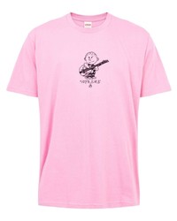 T-shirt à col rond imprimé rose Supreme