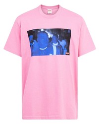 T-shirt à col rond imprimé rose Supreme