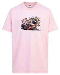 T-shirt à col rond imprimé rose Supreme