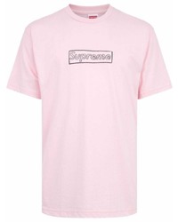 T-shirt à col rond imprimé rose Supreme