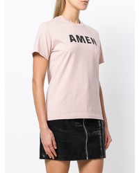 T-shirt à col rond imprimé rose Amen