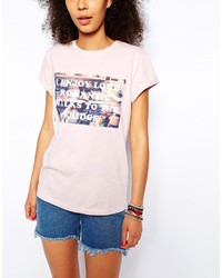 T-shirt à col rond imprimé rose Asos