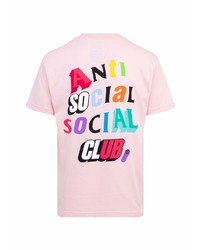 T-shirt à col rond imprimé rose Anti Social Social Club