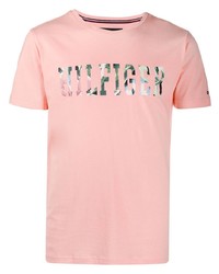 T-shirt à col rond imprimé rose Tommy Hilfiger