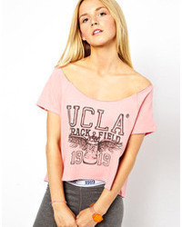 T-shirt à col rond imprimé rose UCLA