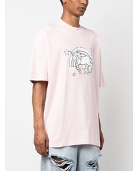 T-shirt à col rond imprimé rose Vetements