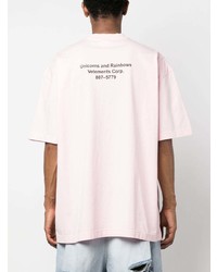 T-shirt à col rond imprimé rose Vetements