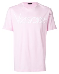 T-shirt à col rond imprimé rose Versace Collection