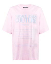 T-shirt à col rond imprimé rose VERSACE JEANS COUTURE