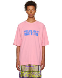 T-shirt à col rond imprimé rose VERSACE JEANS COUTURE