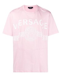 T-shirt à col rond imprimé rose Versace