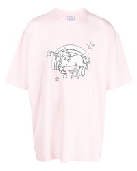 T-shirt à col rond imprimé rose Vetements