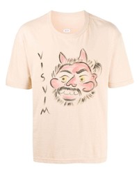 T-shirt à col rond imprimé rose VISVIM