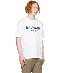 T-shirt à col rond imprimé rose Balmain