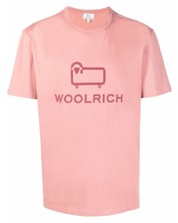 T-shirt à col rond imprimé rose Woolrich