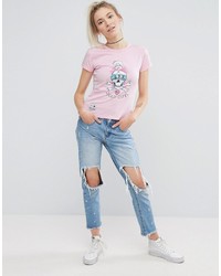 T-shirt à col rond imprimé rose Illustrated People