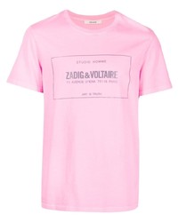 T-shirt à col rond imprimé rose Zadig & Voltaire