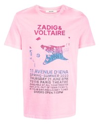 T-shirt à col rond imprimé rose Zadig & Voltaire