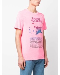 T-shirt à col rond imprimé rose Zadig & Voltaire