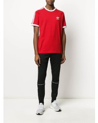 T-shirt à col rond imprimé rouge et blanc adidas