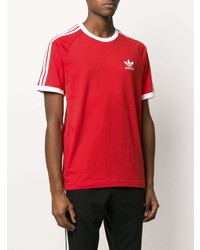 T-shirt à col rond imprimé rouge et blanc adidas