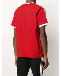 T-shirt à col rond imprimé rouge et blanc adidas