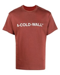 T-shirt à col rond imprimé rouge et blanc A-Cold-Wall*
