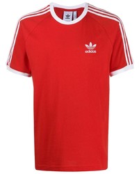 T-shirt à col rond imprimé rouge et blanc adidas