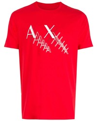 T-shirt à col rond imprimé rouge et blanc Armani Exchange