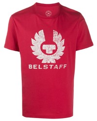 T-shirt à col rond imprimé rouge et blanc Belstaff