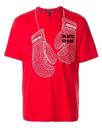 T-shirt à col rond imprimé rouge et blanc Blackbarrett