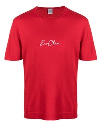 T-shirt à col rond imprimé rouge et blanc Eleventy