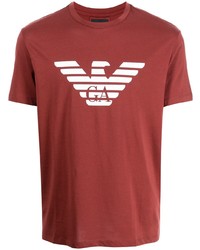 T-shirt à col rond imprimé rouge et blanc Emporio Armani