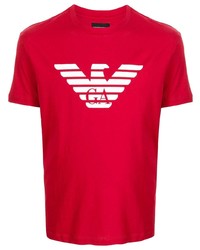 T-shirt à col rond imprimé rouge et blanc Emporio Armani