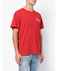 T-shirt à col rond imprimé rouge et blanc Amiri